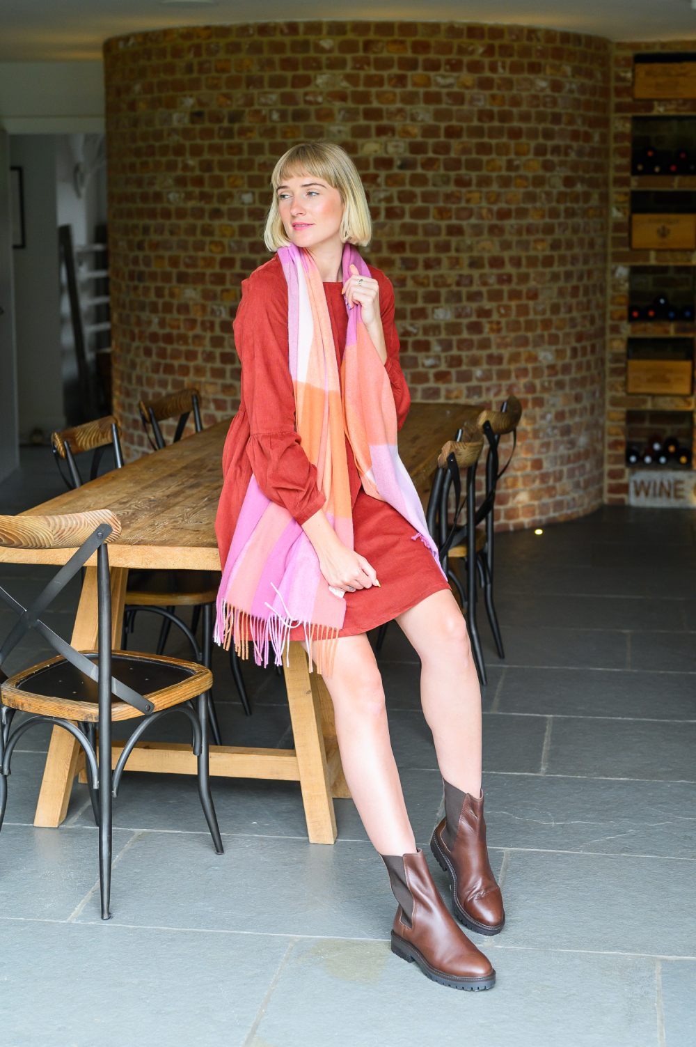 Pink and Orange lambswool scarves UK