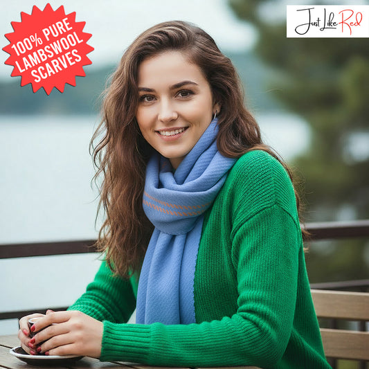 Grape Border Houndstooth Lambswool Scarf