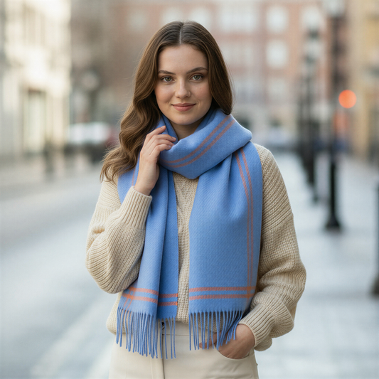 Grape Border Houndstooth Lambswool Scarf