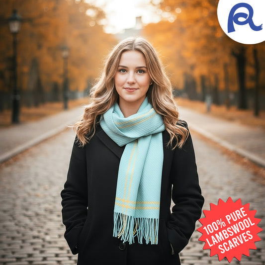 Mint Border Houndstooth Lambswool Scarf