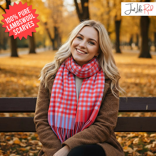 Red Gingham Lambswool Scarf