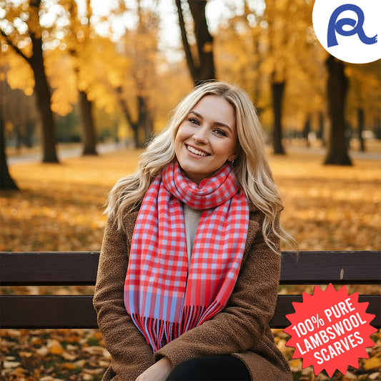 Red Gingham Lambswool Scarf