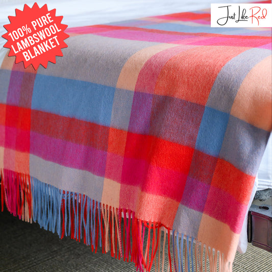 Red Tartan Lambswool Blanket